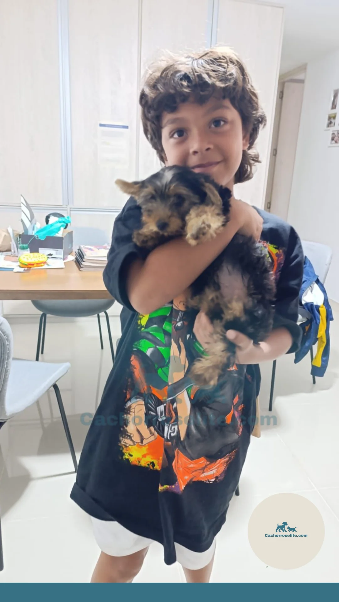 persona feliz con cachorro yorkshire terrier mini Clientes felices cachorroselite